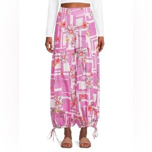 Free People Pink Modern Love Floral Wide Leg Pants Size Medium‎